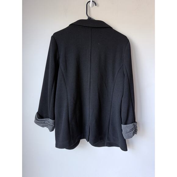 Skies Are Blue Asa Knit Blazer Womens XL Black Pockets Open Front Stretch - Picture 2 of 7